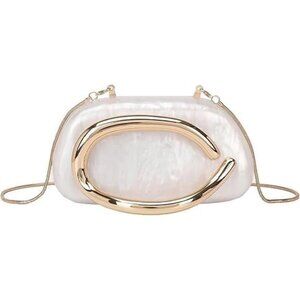 Geometric Acrylic Clutch Purse – Glossy Evening Bag with Chain Strap